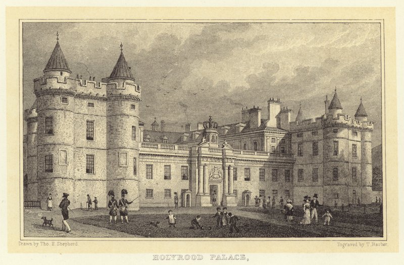 Holyrood Palace (gravure) door Thomas Hosmer (after) Shepherd