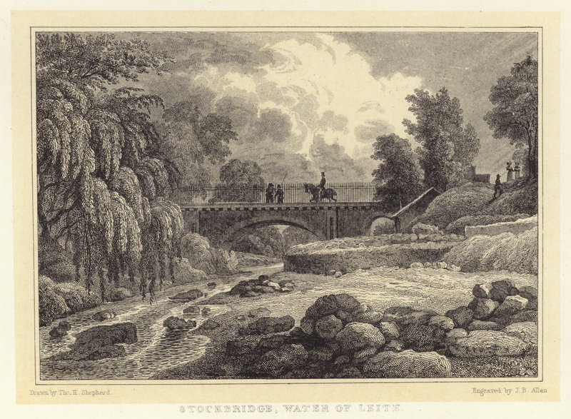 Stockbridge, Water of Leith door Thomas Hosmer (after) Shepherd