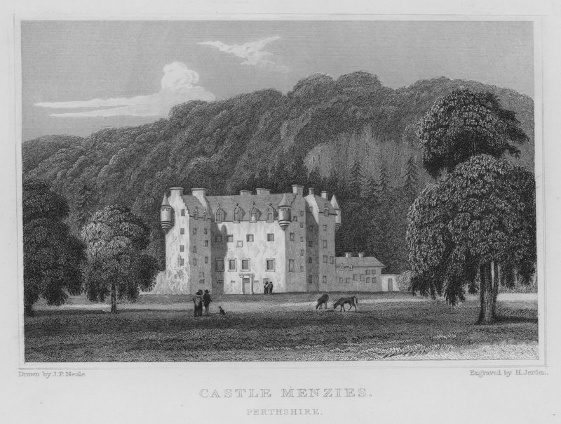 Castle Menzies, Perthshire door Thomas Hosmer Shepherd