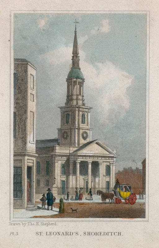 Kerk van St. Leonard, Shoreditch door Thomas Hosmer Shepherd