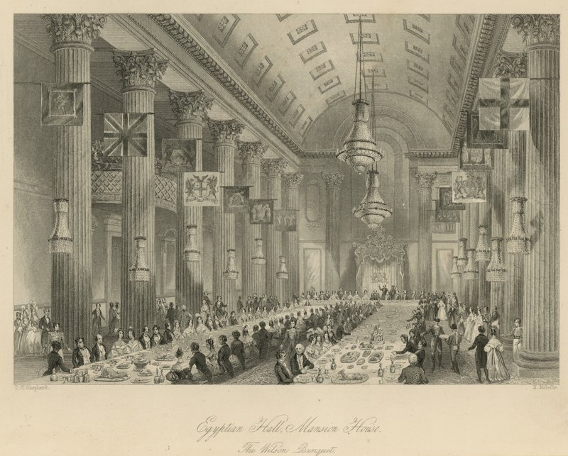 Egyptische Hal, Mansion House door Thomas Hosmer Shepherd