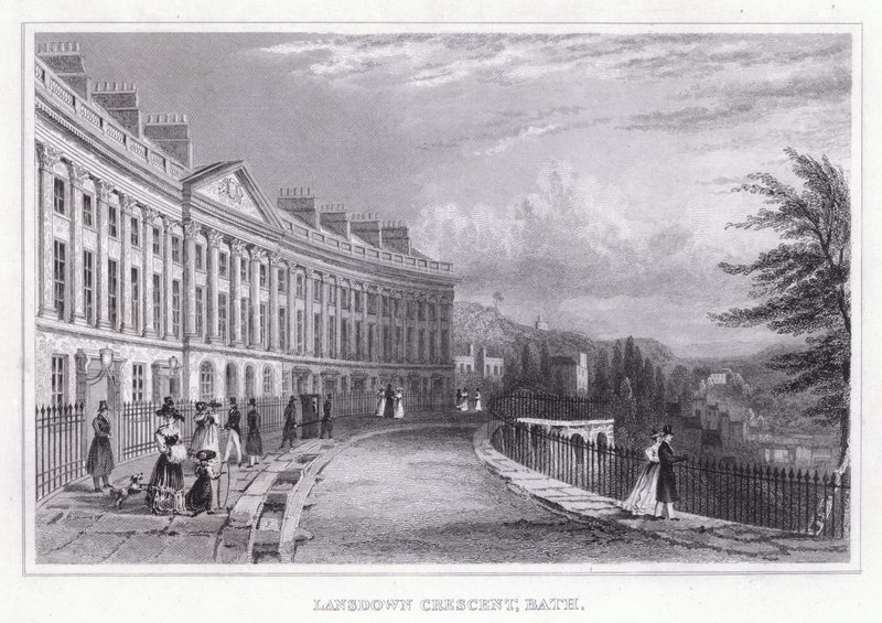Lansdown Crescent, Bath (gravure) door Thomas Hosmer Shepherd