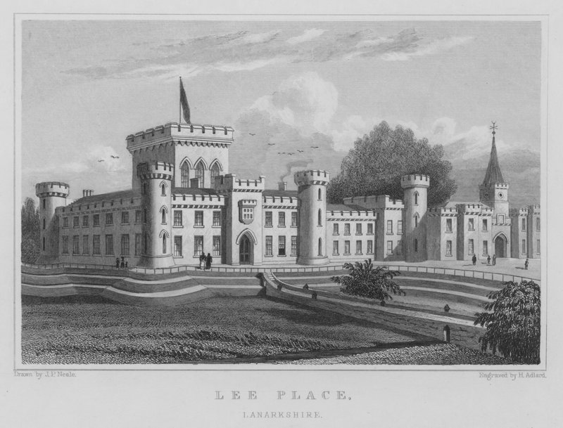 Lee Place, Lanarkshire (gravure) door Thomas Hosmer Shepherd