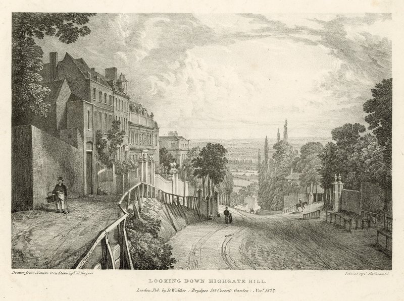 Uitzicht op Highgate Hill, Londen door Thomas Mann Baynes