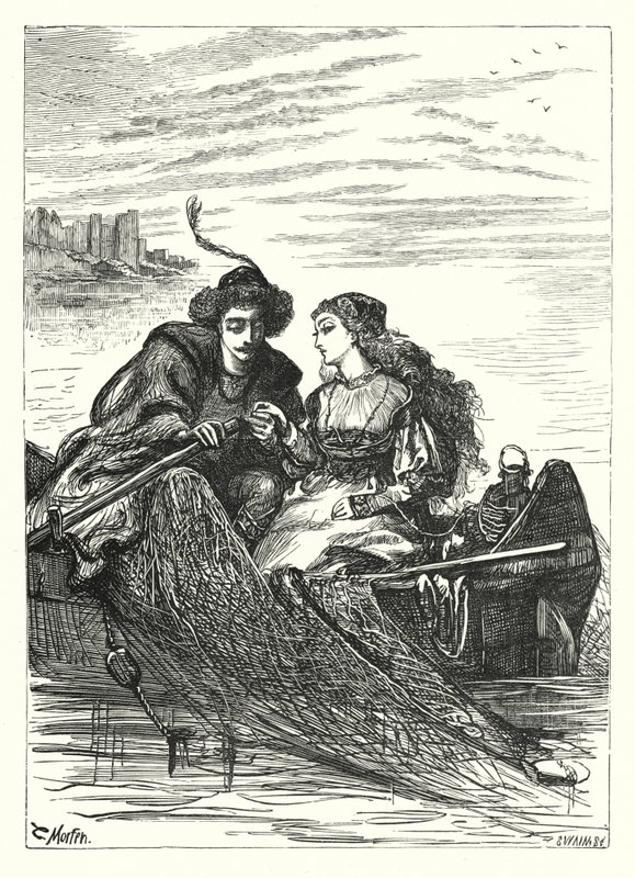 Een dagdroom aan de Rijn (gravure) door Thomas Morten