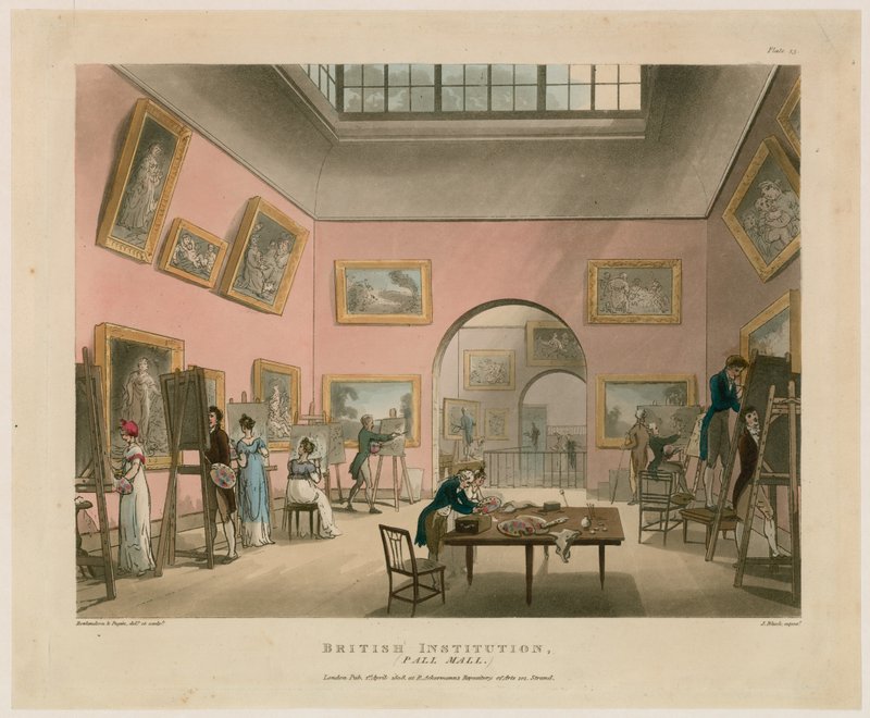 British Institution, Pall Mall door Thomas Rowlandson