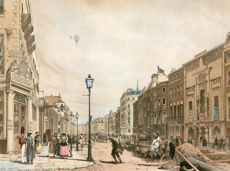 Piccadilly kijkend naar de stad door Thomas Shotter Boys