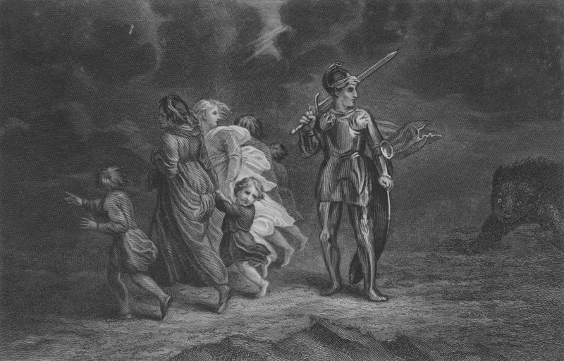 Groot-hart staat klaar om de Duivel te ontvangen door Thomas Stothard