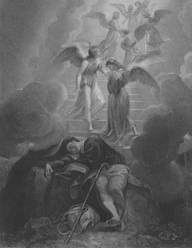 Jakobs Visioen, Genesis 28, Vers 10-16 door Thomas Stothard