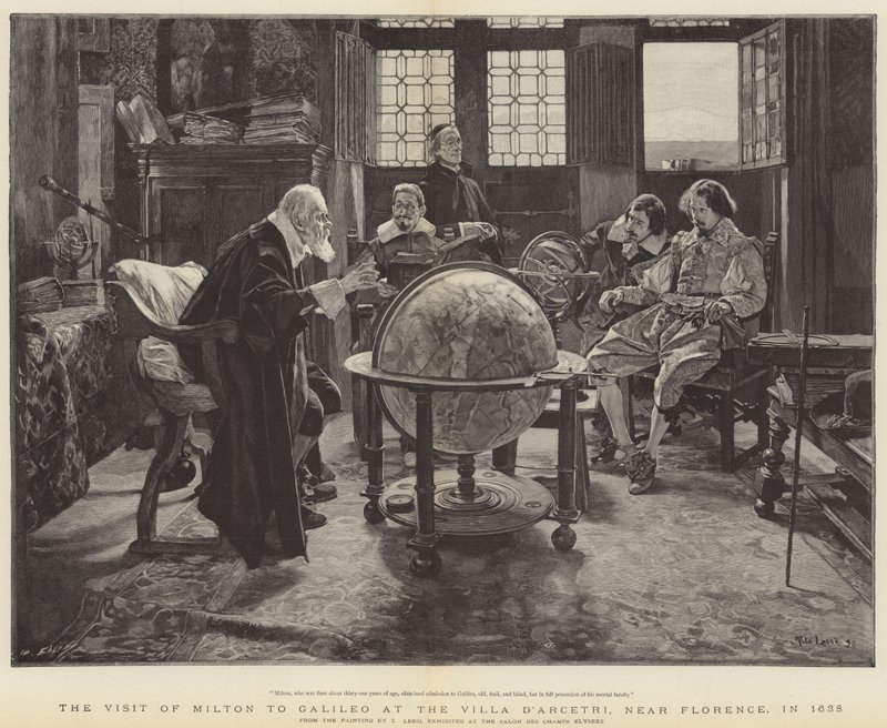 Bezoek van John Milton aan Galileo bij de Villa D