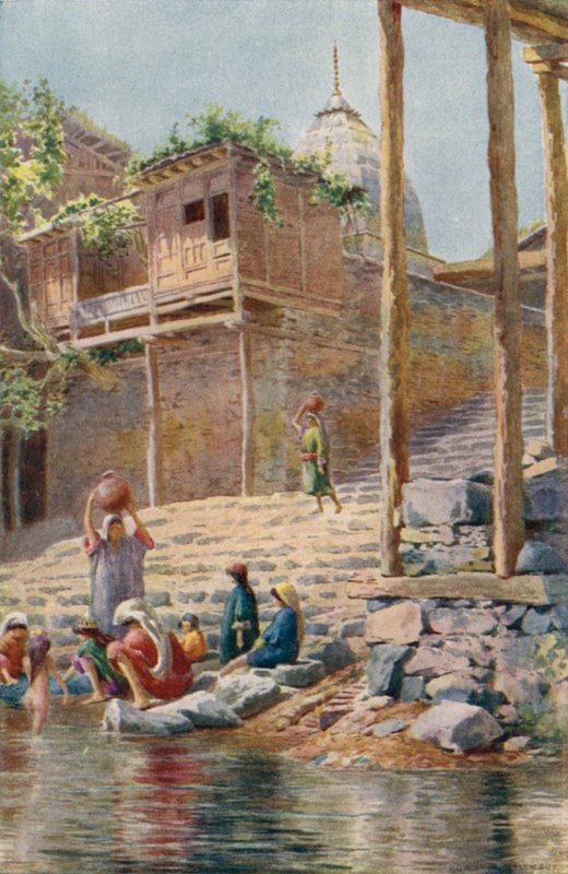 Aan de oever van de rivier, Srinagar door Unbekannt Unbekannt