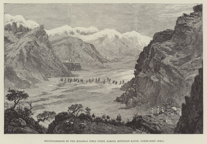 Verkenning door de Miranzai Veldmacht, Samana Bergketen, Noordwest-India door Walter Paget