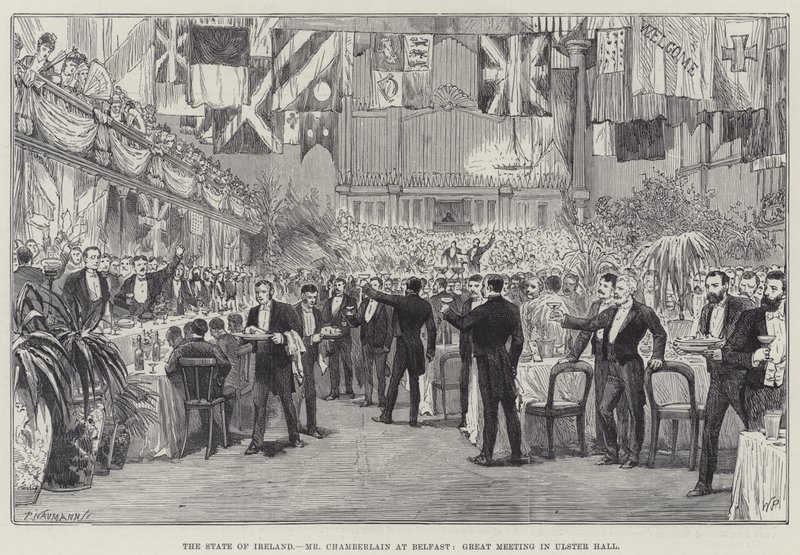 De Staat van Ierland, Mr Chamberlain in Belfast, Grote Bijeenkomst in Ulster Hall door Walter Paget