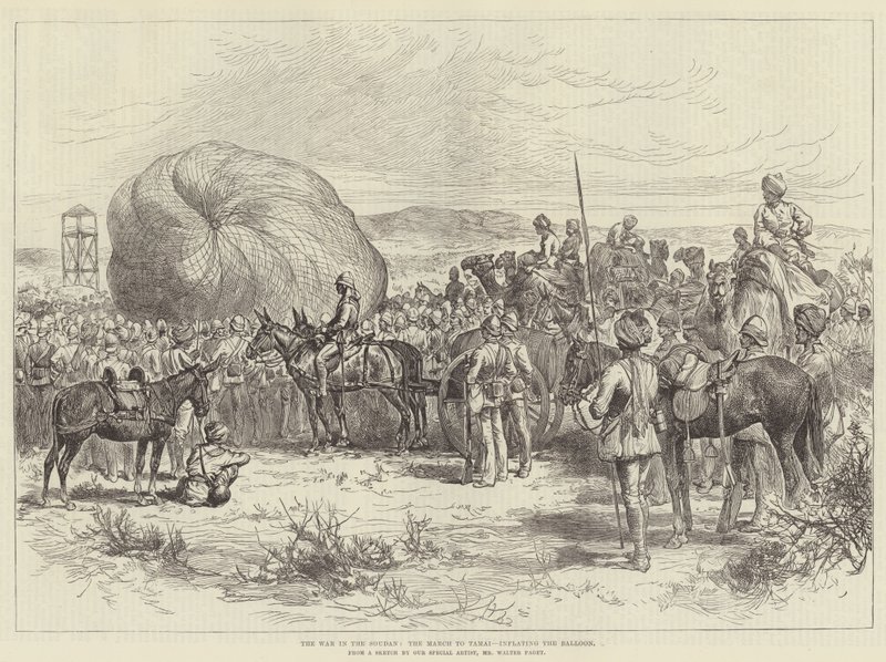 De Oorlog in de Soedan, de Mars naar Tamai, het Opblazen van de Ballon door Walter Paget