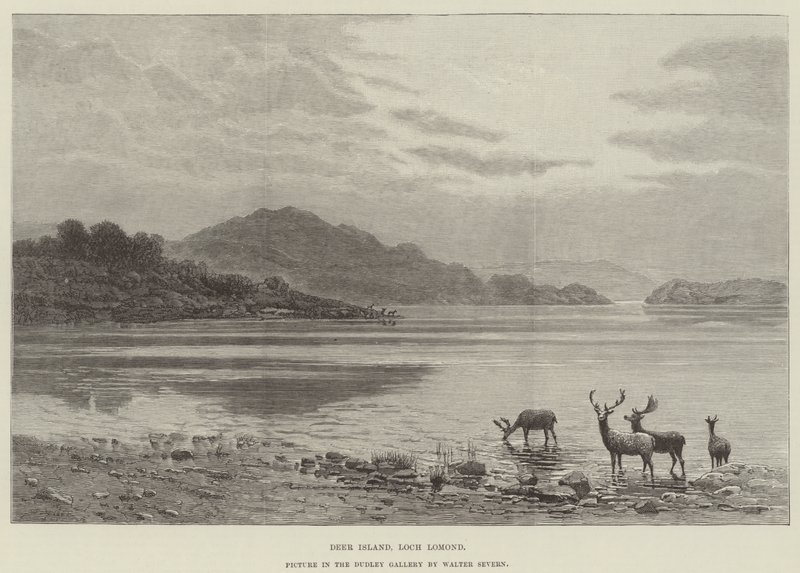 Deer Island, Loch Lomond, Schilderij in de Dudley Gallery door Walter Severn