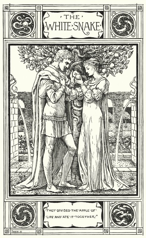 De Witte Slang (gravure) door Walter (after) Crane