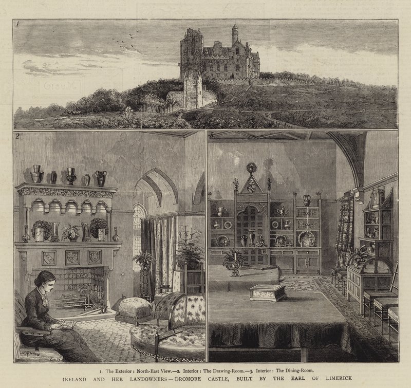 Ierland en haar Landheren, Dromore Kasteel, gebouwd door de Graaf van Limerick door Warry