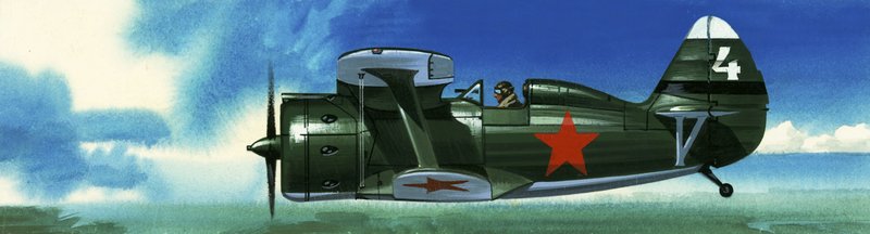 Een Russisch Polikarpov I-153-gevechtsvliegtuig door Wilf (20th century) Hardy