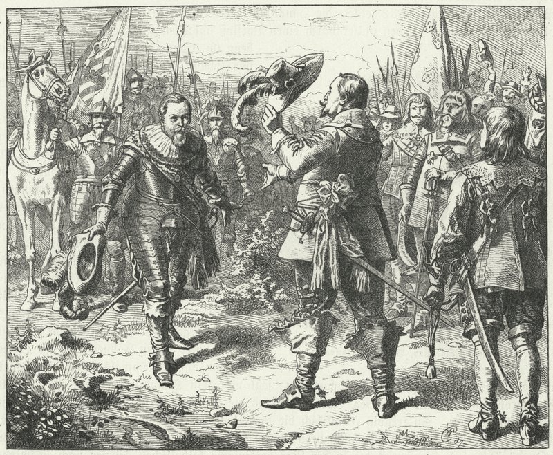 Ontmoeting van Gustavus Adolphus van Zweden en Johan George I, keurvorst van Saksen in Duben, 1631 door Wilhelm Camphausen