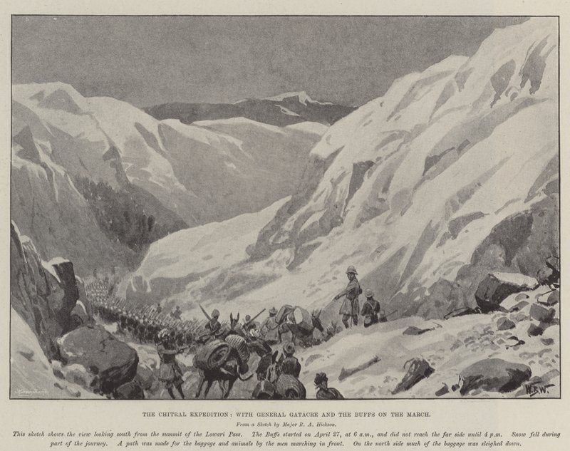 De Chitral-expeditie, met generaal Gatacre en de Buffs op mars door William Barnes Wollen