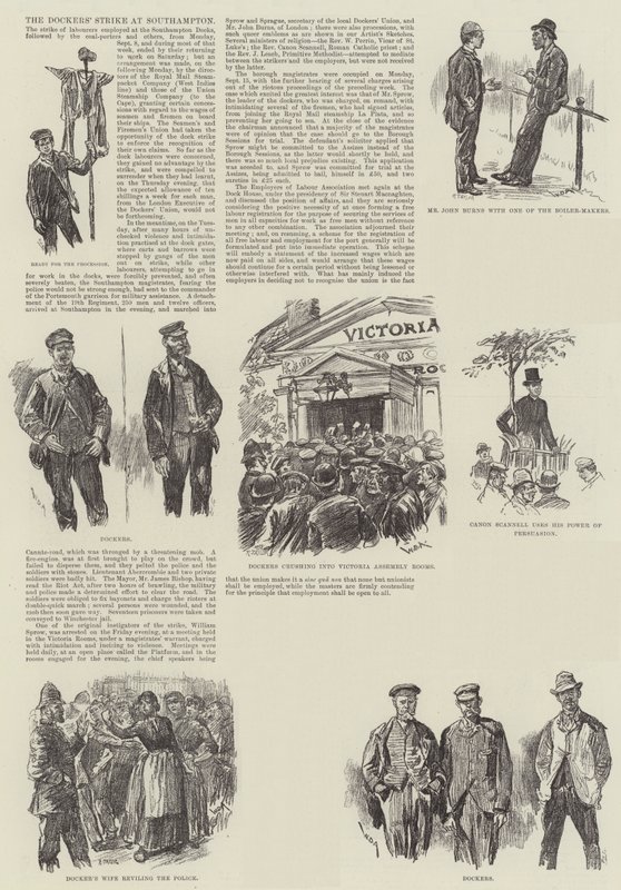 De staking van de dokwerkers in Southampton door William Douglas Almond