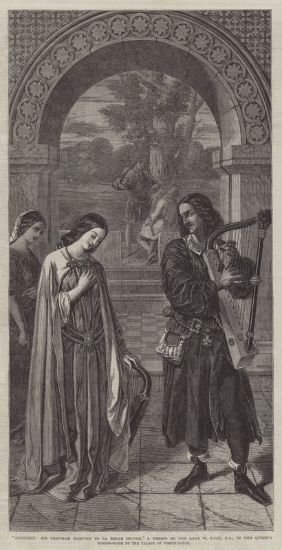 Hoffelijkheid, Sir Tristram speelt harp voor La Belle Isoude door William Dyce
