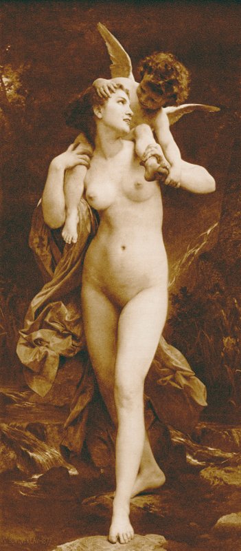 De jeugd en de liefde (fotogravure) door William Adolphe (after) Bouguereau