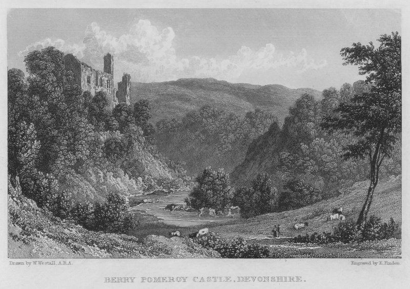Berry Pomeroy Kasteel, Devonshire (gravure) door William (after) Westall