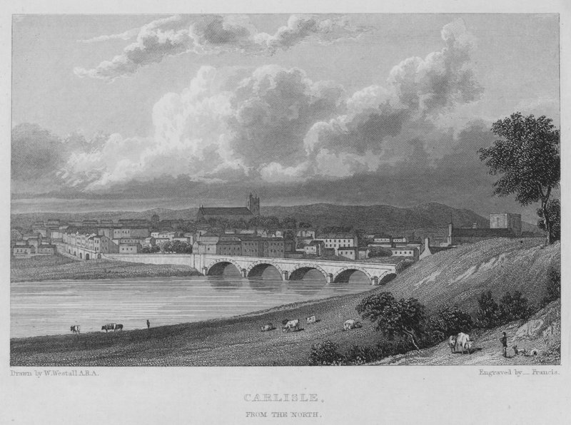Carlisle, vanaf het Noorden (gravure) door William (after) Westall