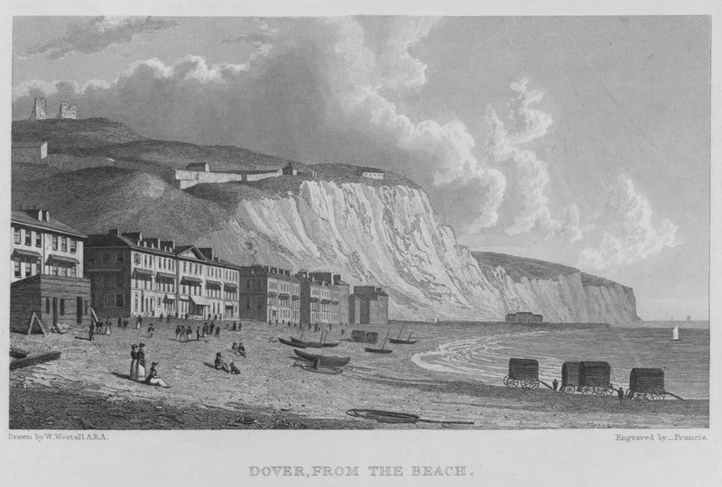 Dover, vanaf het Strand (gravure) door William (after) Westall