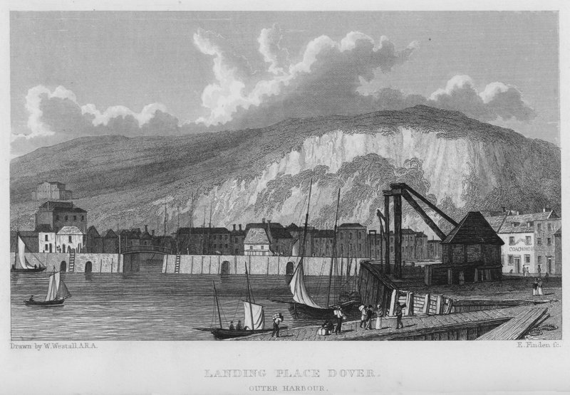 Landingsplaats, Dover, Buitenhaven door William (after) Westall