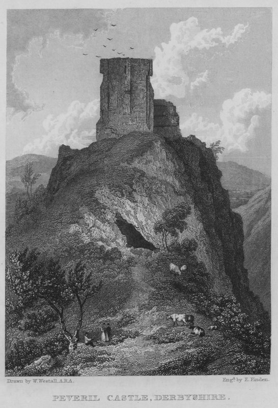 Peveril Castle, Derbyshire door William (after) Westall
