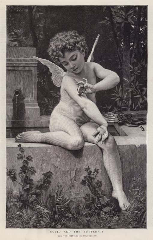 Cupido en de Vlinder (litho) door William Adolphe (after) Bouguereau