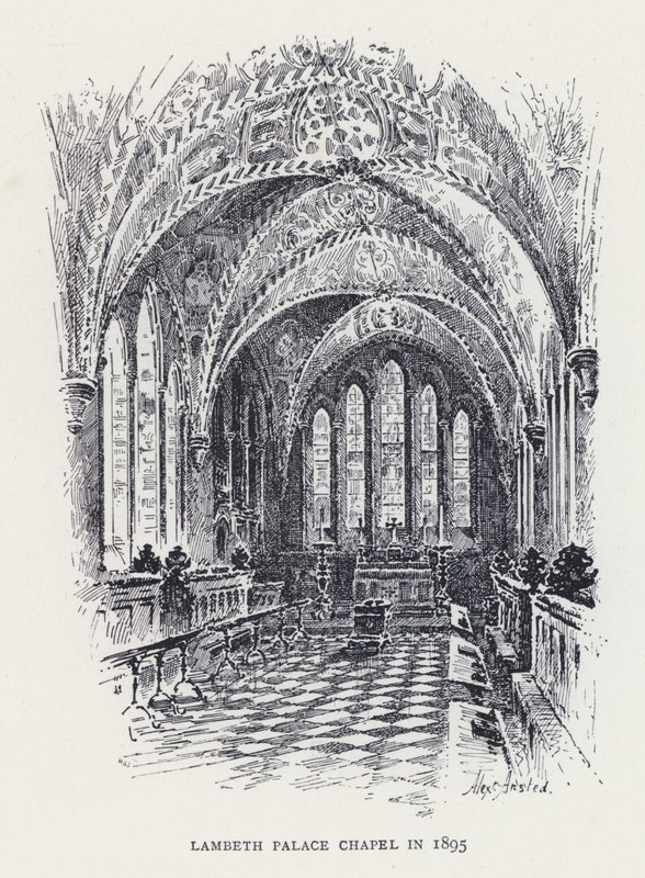 Lambeth Palace Kapel in 1895 (gravure) door William Alexander Ansted