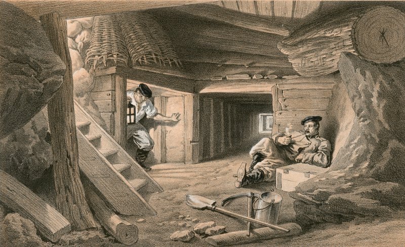 Mijn in de Bastion du Mat door William Crimea Simpson