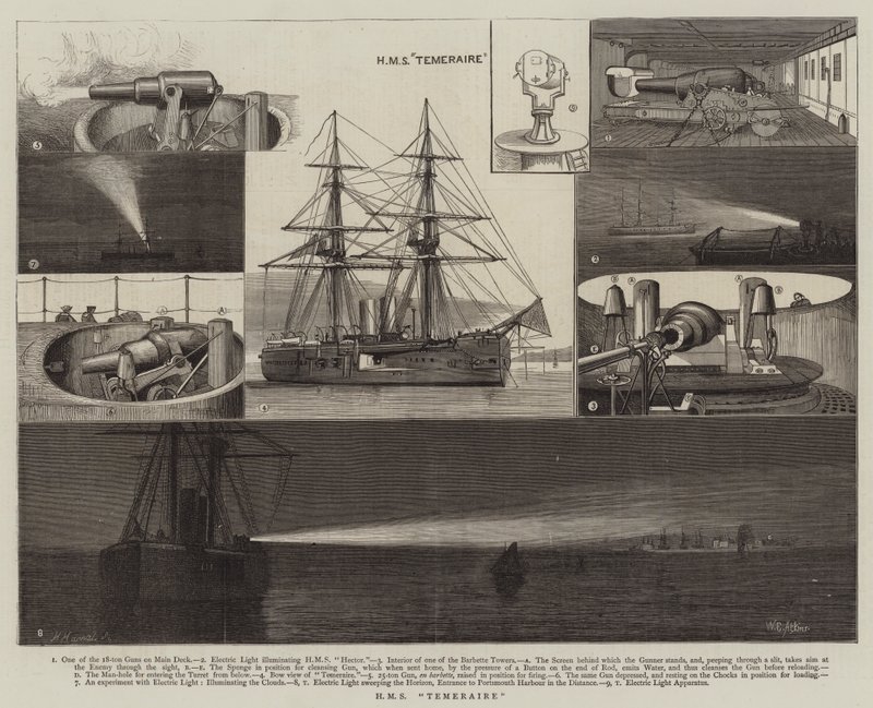 HMS Temeraire door William Edward Atkins