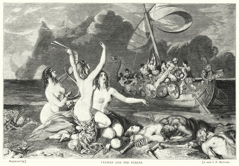Ulysses en de Sirenen (gravure) door William Ellis