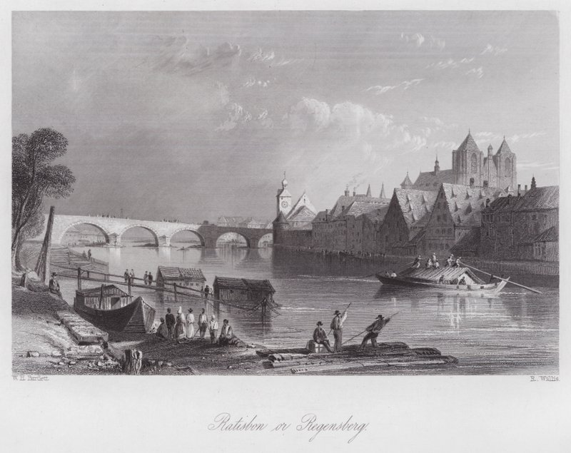 Ratisbon of Regensberg (gravure) door William H. Bartlett