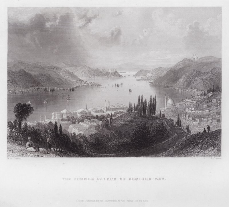 Het Zomerpaleis bij Beglier-Bey (gravure) door William H. Bartlett