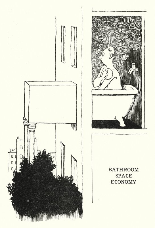 Badkamer ruimtebesparing door William Heath Robinson