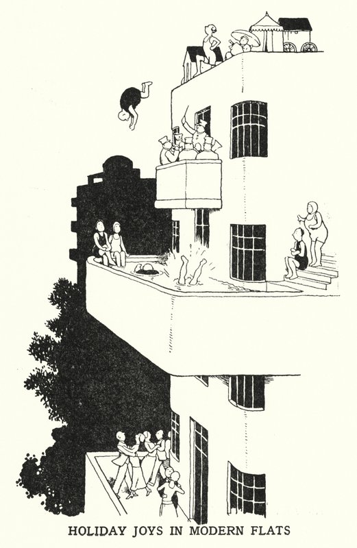 Vakantieplezier in moderne flats door William Heath Robinson