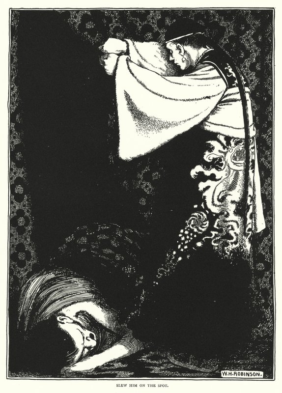 Doodde hem ter plekke (gravure) door William Heath Robinson