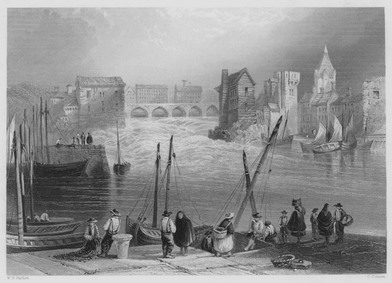 Galway, vanaf de Gladdagh (gravure) door William Henry (after) Bartlett