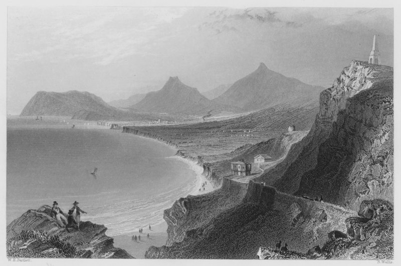 Killiney Bay, County Dublin (gravure) door William Henry (after) Bartlett