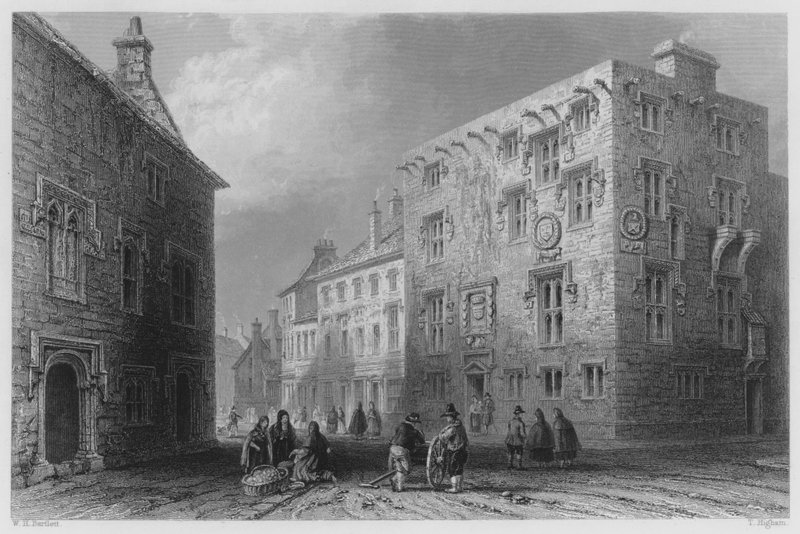 Straat in Galway (gravure) door William Henry (after) Bartlett
