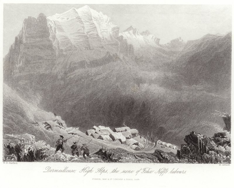 Dormeilleuse in de Hoge Alpen door William Henry Bartlett