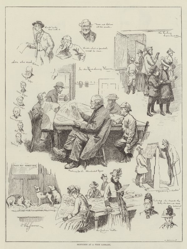 Schetsen in een gratis bibliotheek door William Henry Charles Groome