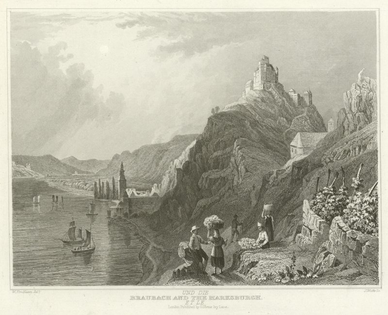 Braubach en de Marksburgh door William Tombleson