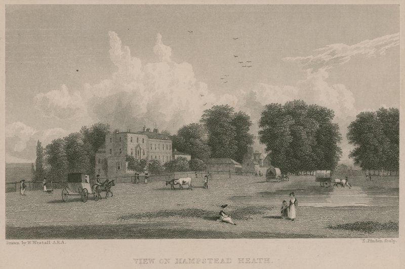 Uitzicht op Hampstead Heath door William Westall