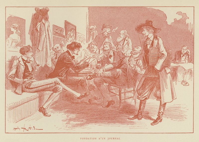 Oprichting van een krant door after Albert Robida